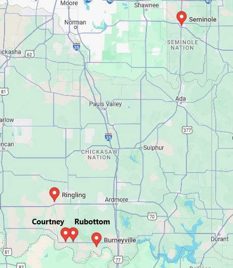 Family Focus Map of Hogue Home places.
