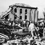 (Original Caption) 3/19/1937-New London, Texas-Frantic parents, rescue workers and oil field employees probe a tangled and twisted mass of wrecage after a terrific explosion had leveled all but this corner of the New London High School, near Overton, TX. In one of the nation's most terrible catastrophes over six hundred bodies have been recovered from the ruins.